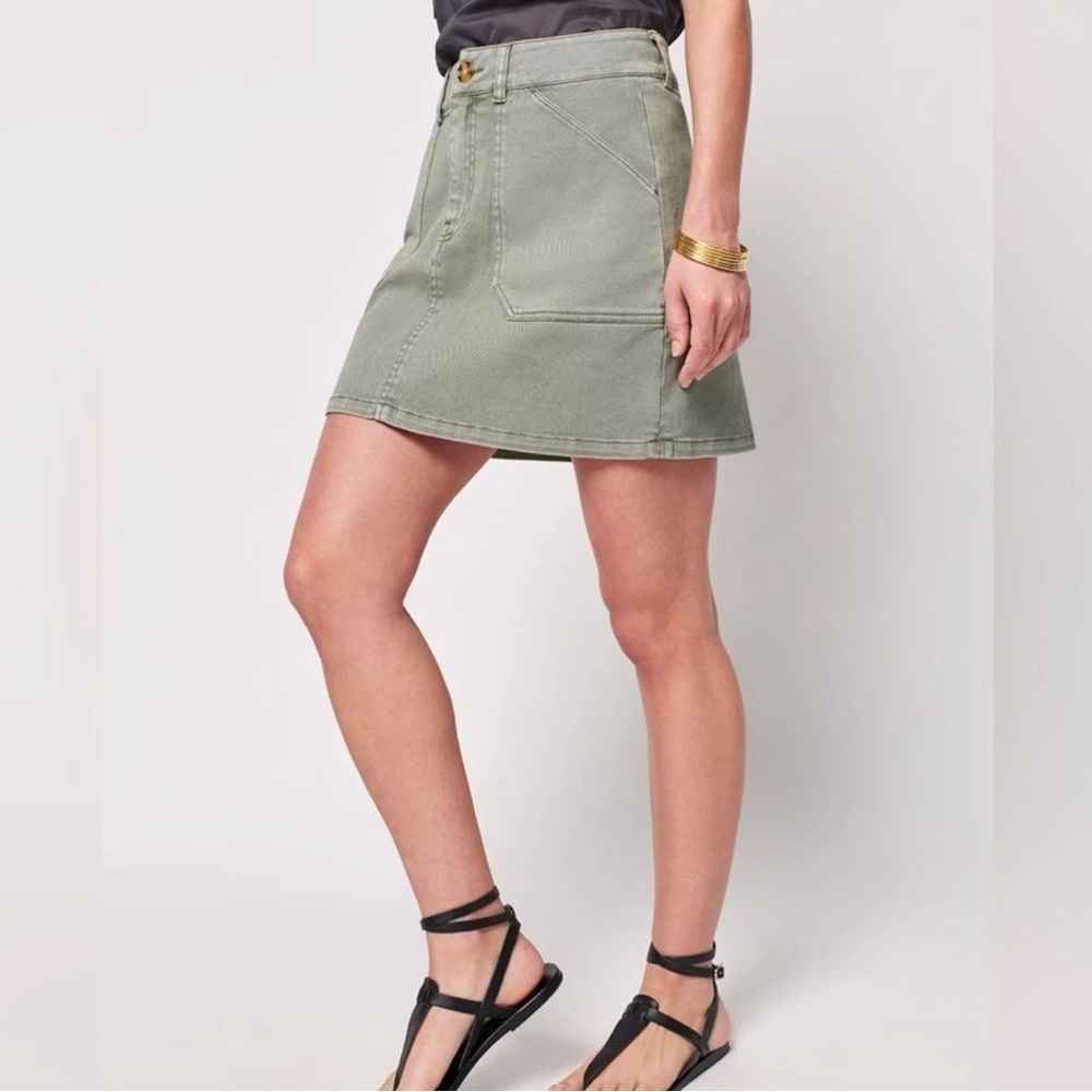 Faherty Organic Cotton Utility Mini Skirt Fatigue Green Women's Size Large - Picture 4 of 13